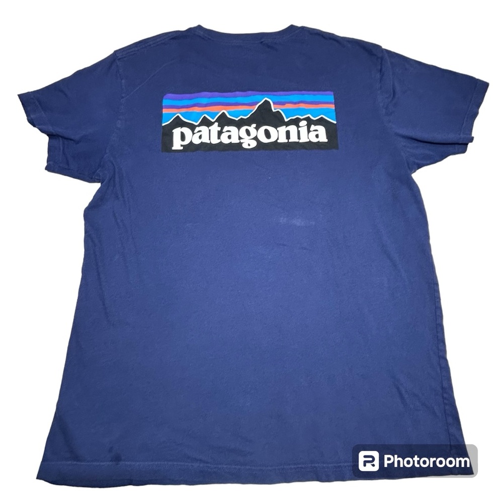 Patagonia P-6 Logo Responsibili-tee Men's Size L Blue S/S Graphic T-Shirt Tee